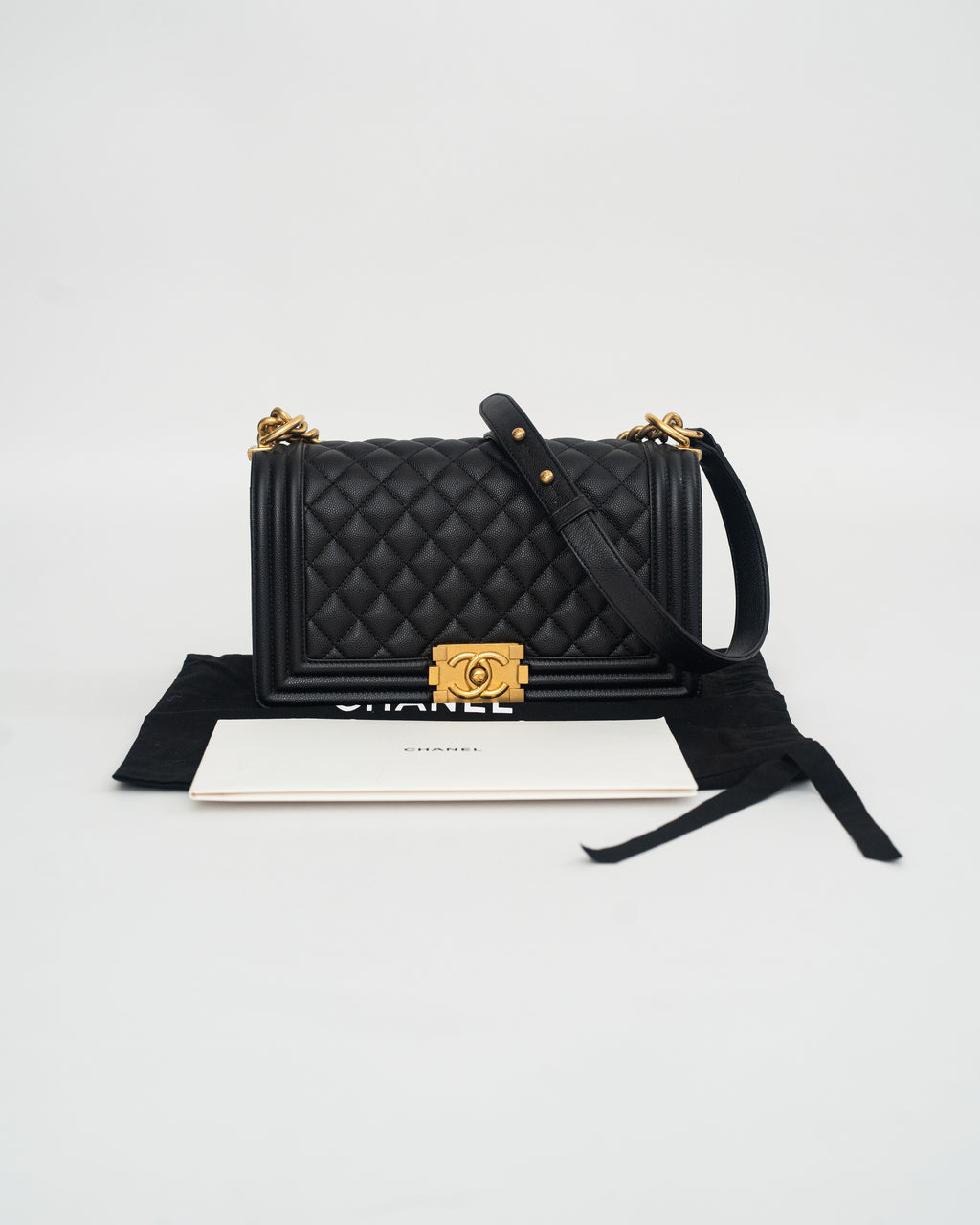 Chanel Le Boy Medium in Black Caviar GHW