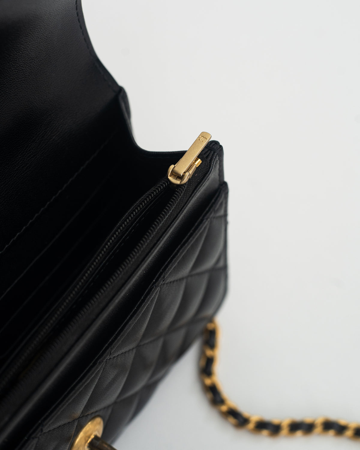 Chanel Top Handle Wallet on Chain (WOC) Limited Edition in Black Lambskin