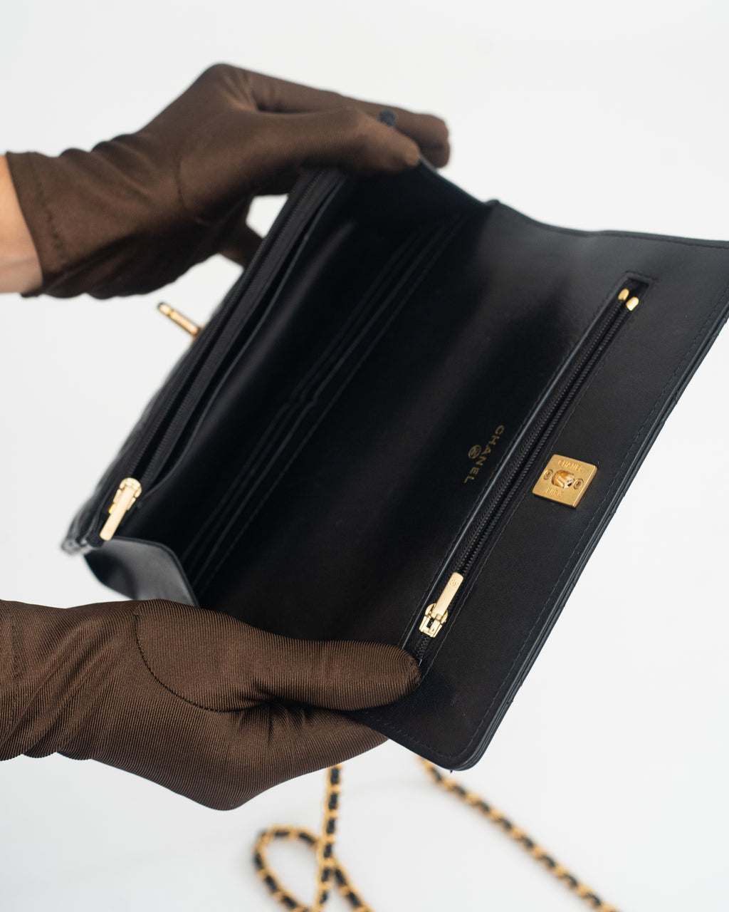 Chanel Top Handle Wallet on Chain (WOC) Limited Edition in Black Lambskin
