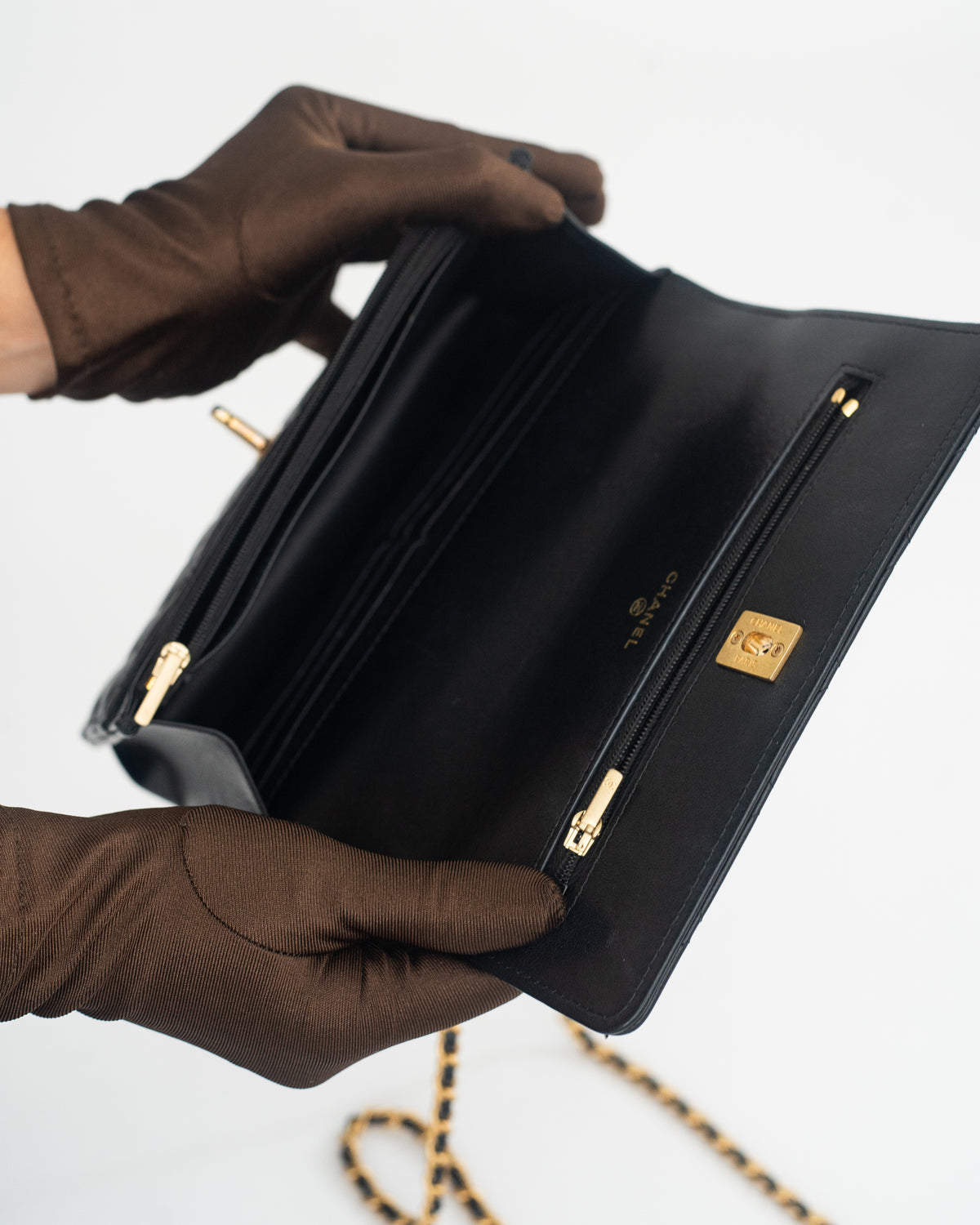 Chanel Top Handle Wallet on Chain (WOC) Limited Edition in Black Lambskin