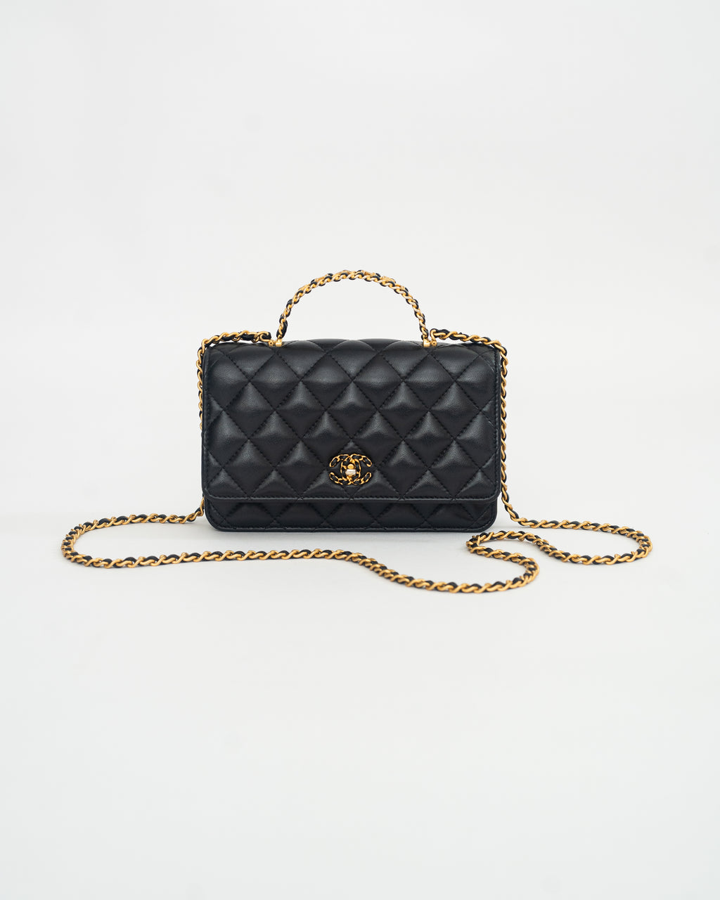 Chanel Top Handle Wallet on Chain (WOC) Limited Edition in Black Lambskin