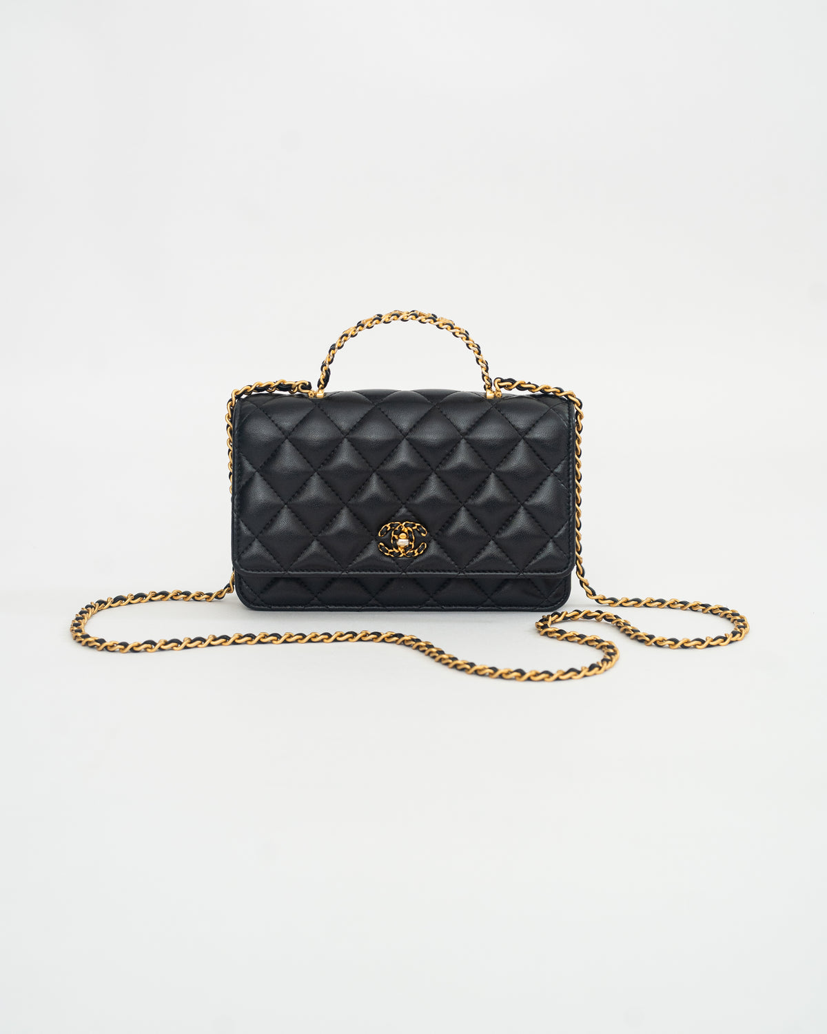 Chanel Top Handle Wallet on Chain (WOC) Limited Edition in Black Lambskin