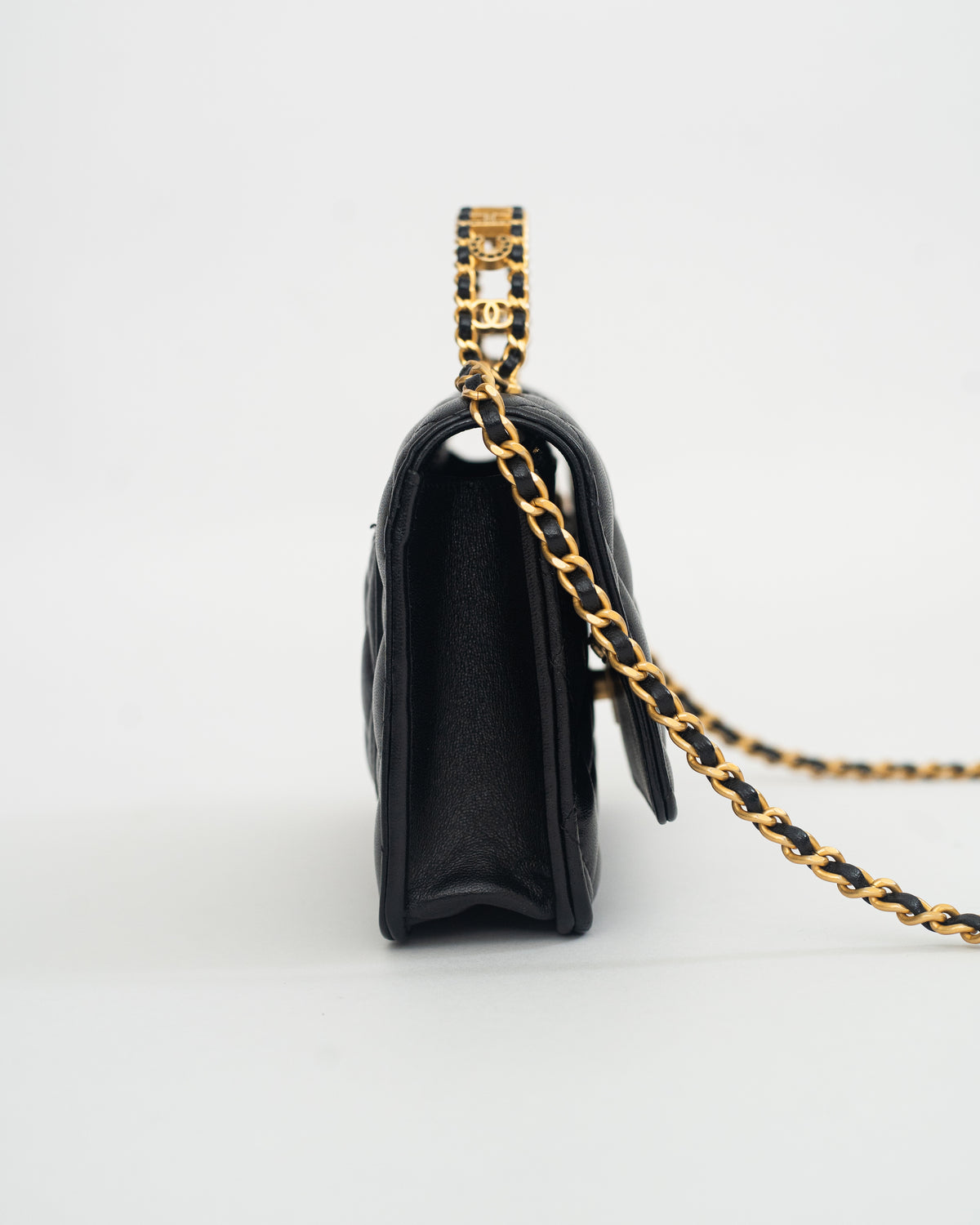 Chanel Top Handle Wallet on Chain (WOC) Limited Edition in Black Lambskin
