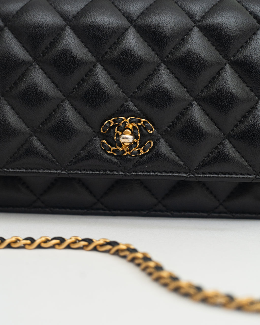 Chanel Top Handle Wallet on Chain (WOC) Limited Edition in Black Lambskin