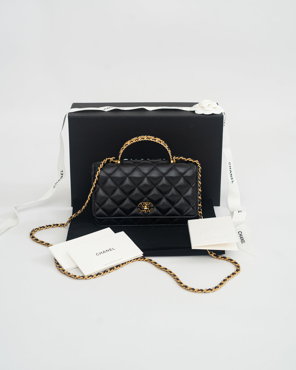 Chanel Top Handle Wallet on Chain (WOC) Limited Edition in Black Lambskin