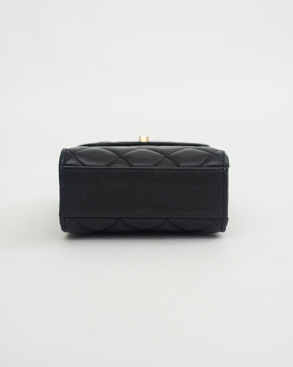 Chanel Phone Holder Pearl Crush in Black Lambskin Leather AGHW