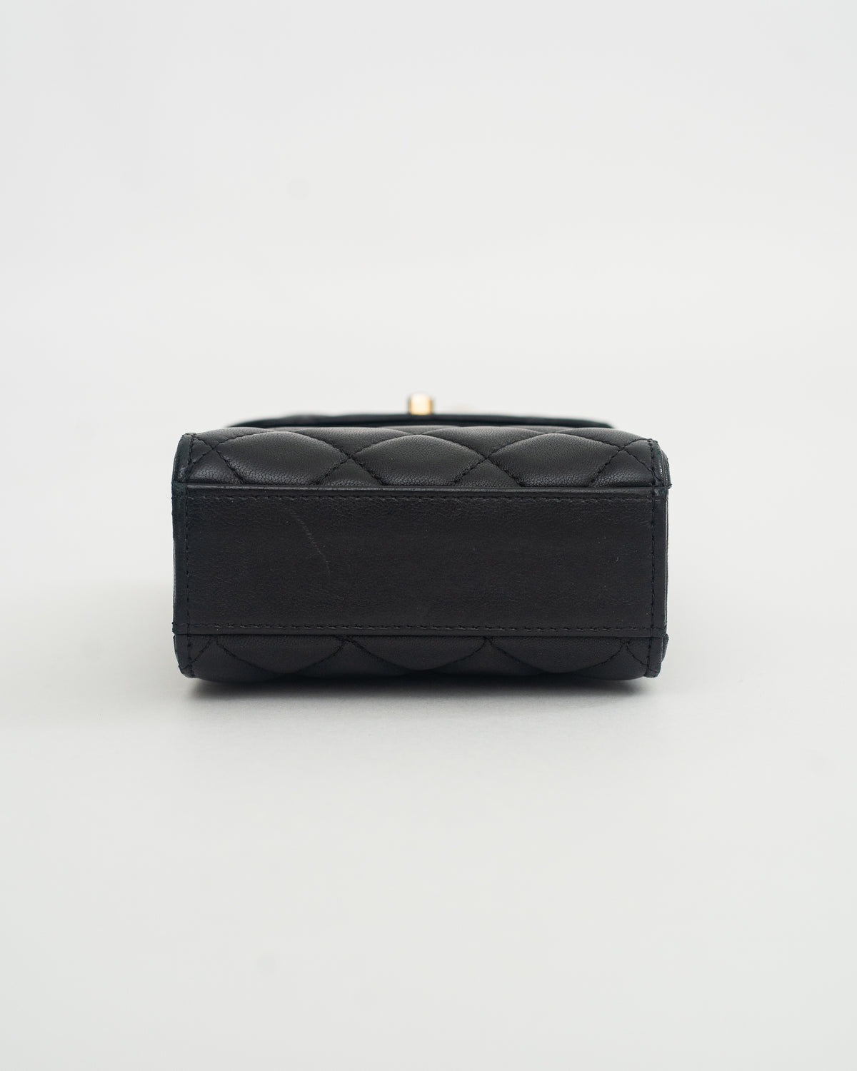 Chanel Phone Holder Pearl Crush in Black Lambskin Leather AGHW
