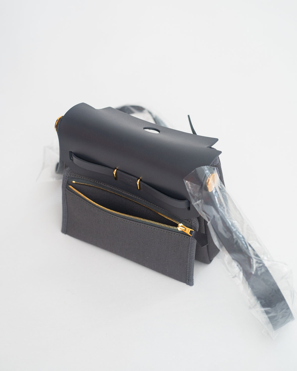 Hermès Herbag Mini in Gray Canvas GHW