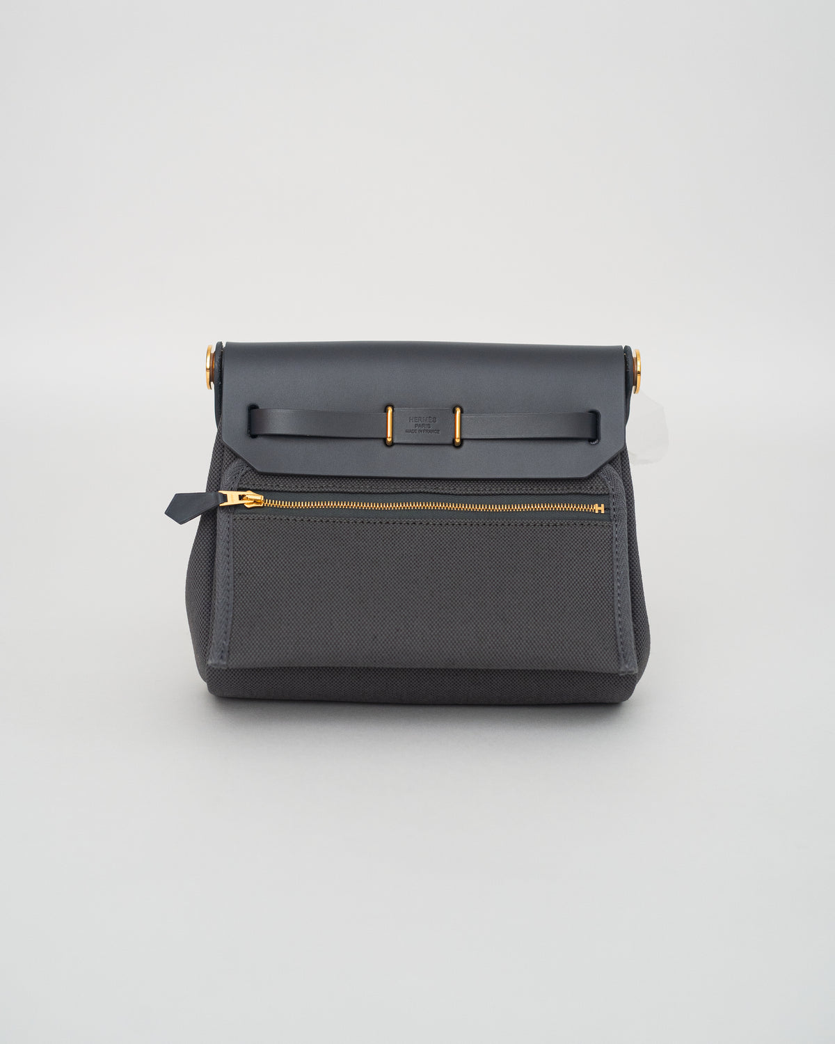 Hermès Herbag Mini in Gray Canvas GHW