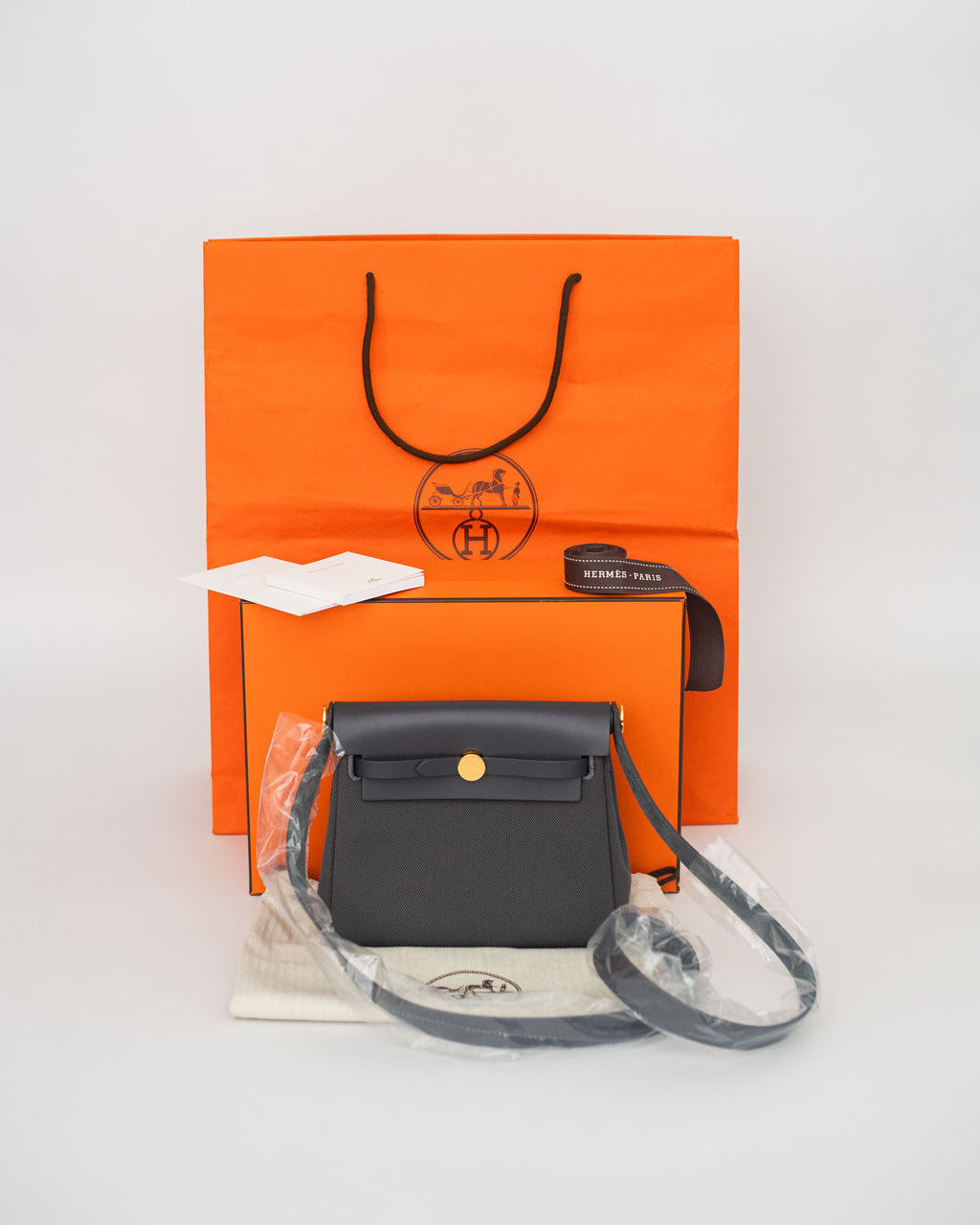 Hermès Herbag Mini in Gray Canvas GHW