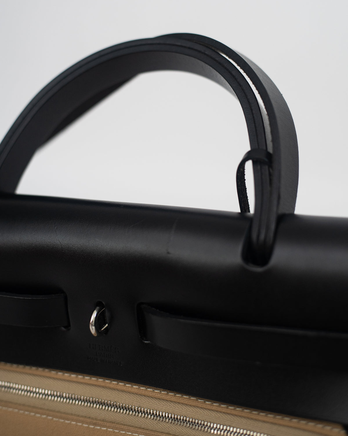 Hermès Herbag 31 in Brown Canvas and Black Leather PHW