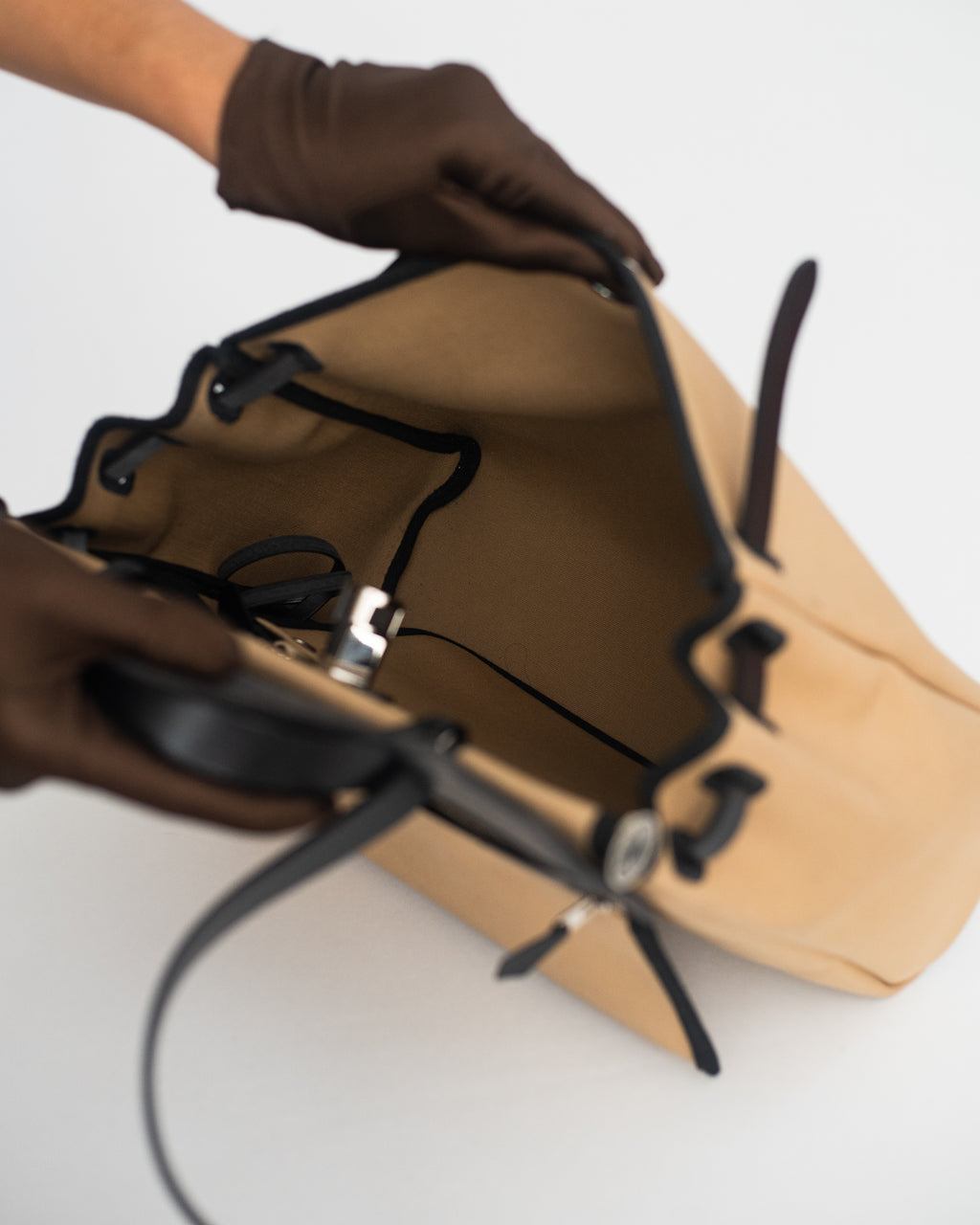 Hermès Herbag 31 in Brown Canvas and Black Leather PHW