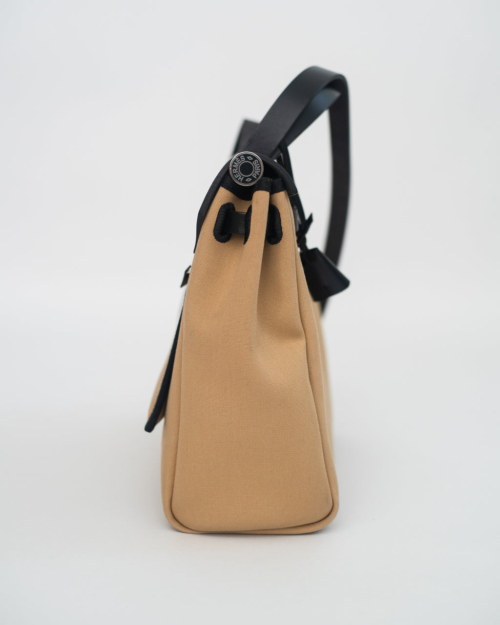 Hermès Herbag 31 in Brown Canvas and Black Leather PHW
