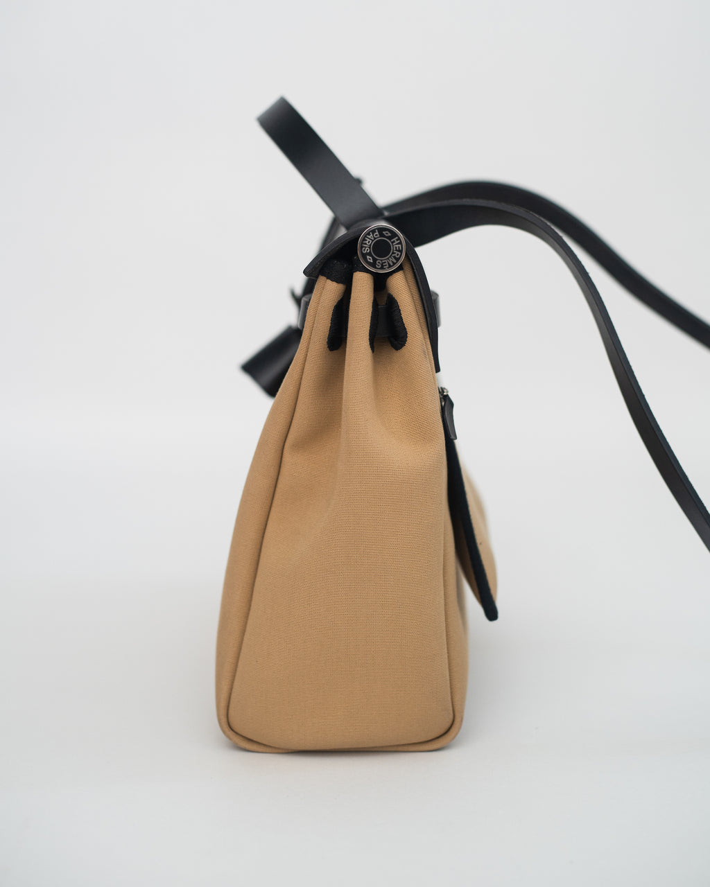 Hermès Herbag 31 in Brown Canvas and Black Leather PHW