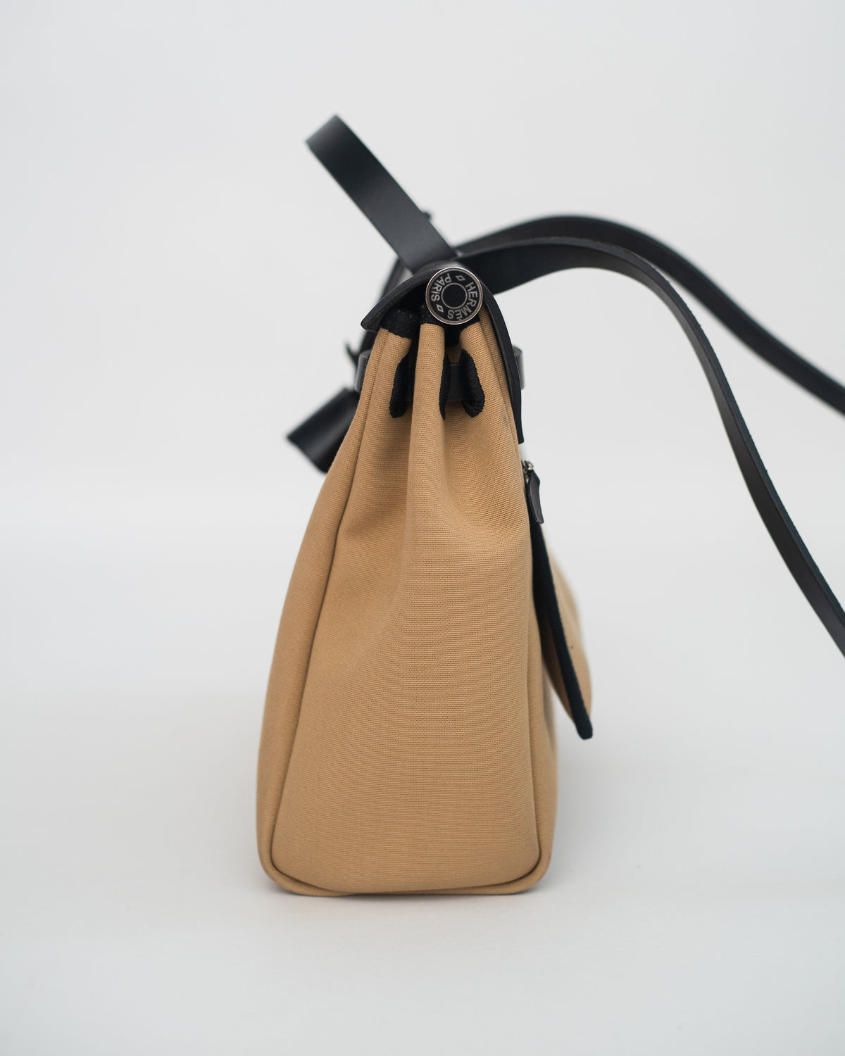 Hermès Herbag 31 in Brown Canvas and Black Leather PHW