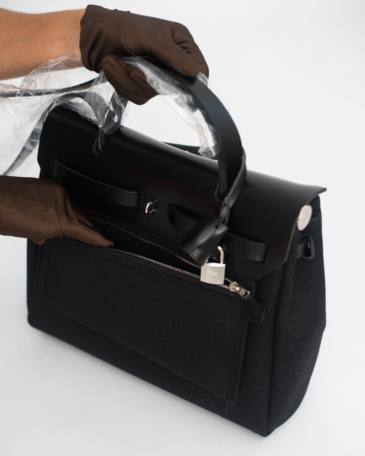 Hermès Herbag 31 in Black Canvas PHW